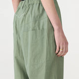Bassike Crushed Cotton Summer Pant in Dark Sage