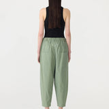 Bassike Crushed Cotton Summer Pant in Dark Sage