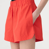 Bassike Crushed Cotton Tennis Short in Red