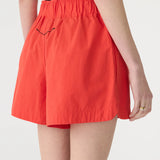 Bassike Crushed Cotton Tennis Short in Red