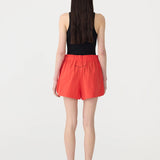 Bassike Crushed Cotton Tennis Short in Red