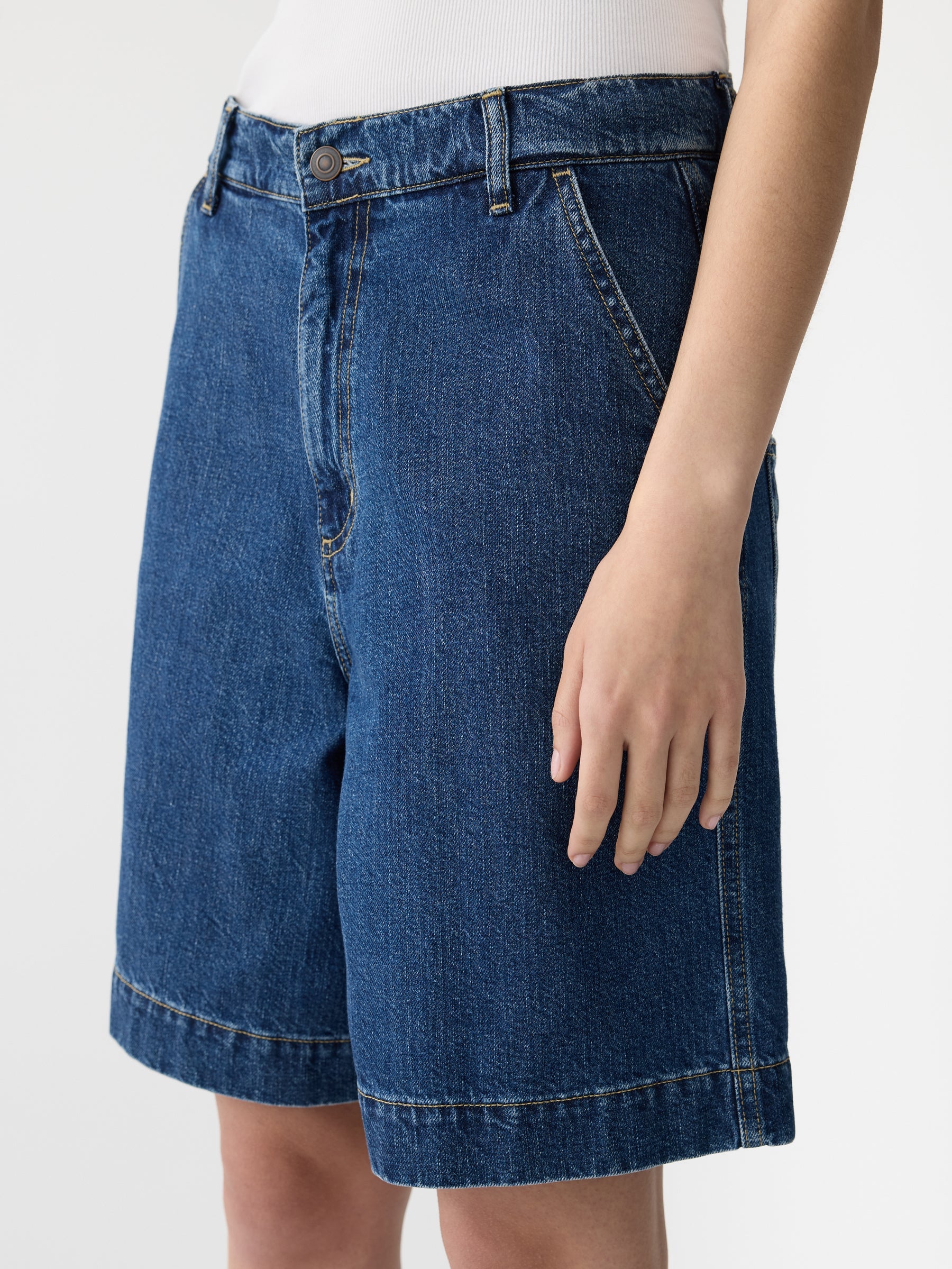 Bassike Denim Bermuda Short in Bright Indigo