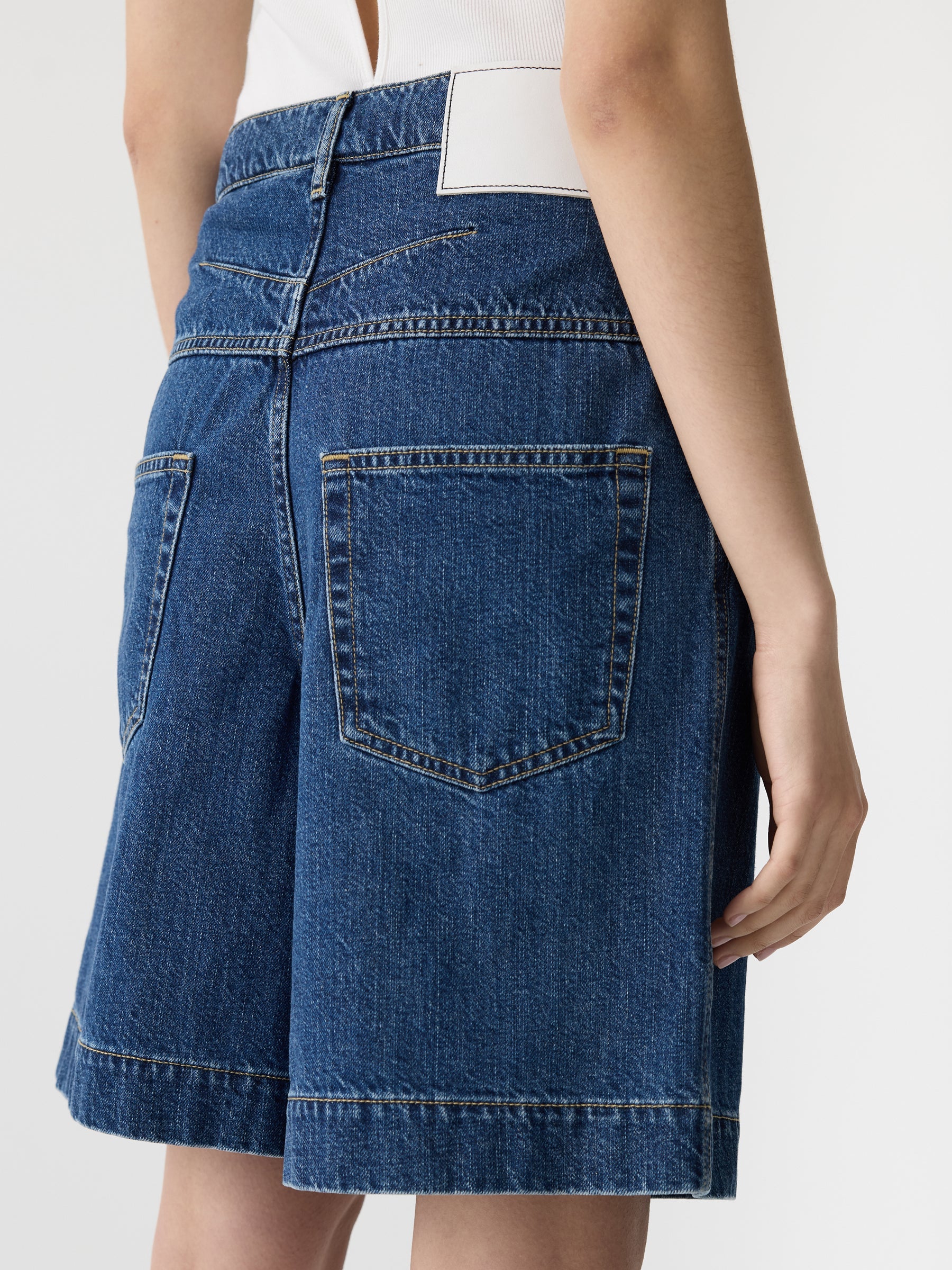 Bassike Denim Bermuda Short in Bright Indigo