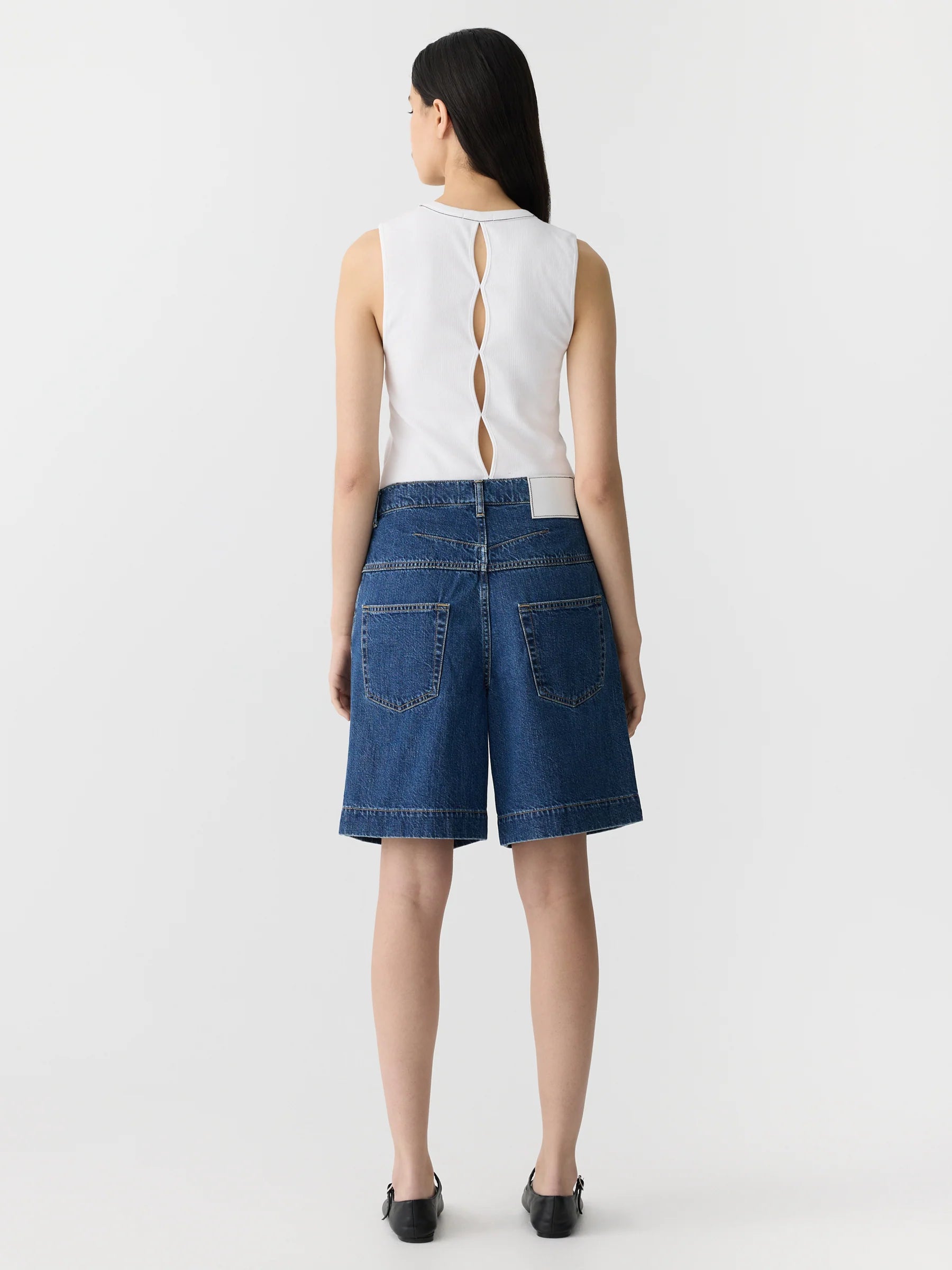 Bassike Denim Bermuda Short in Bright Indigo