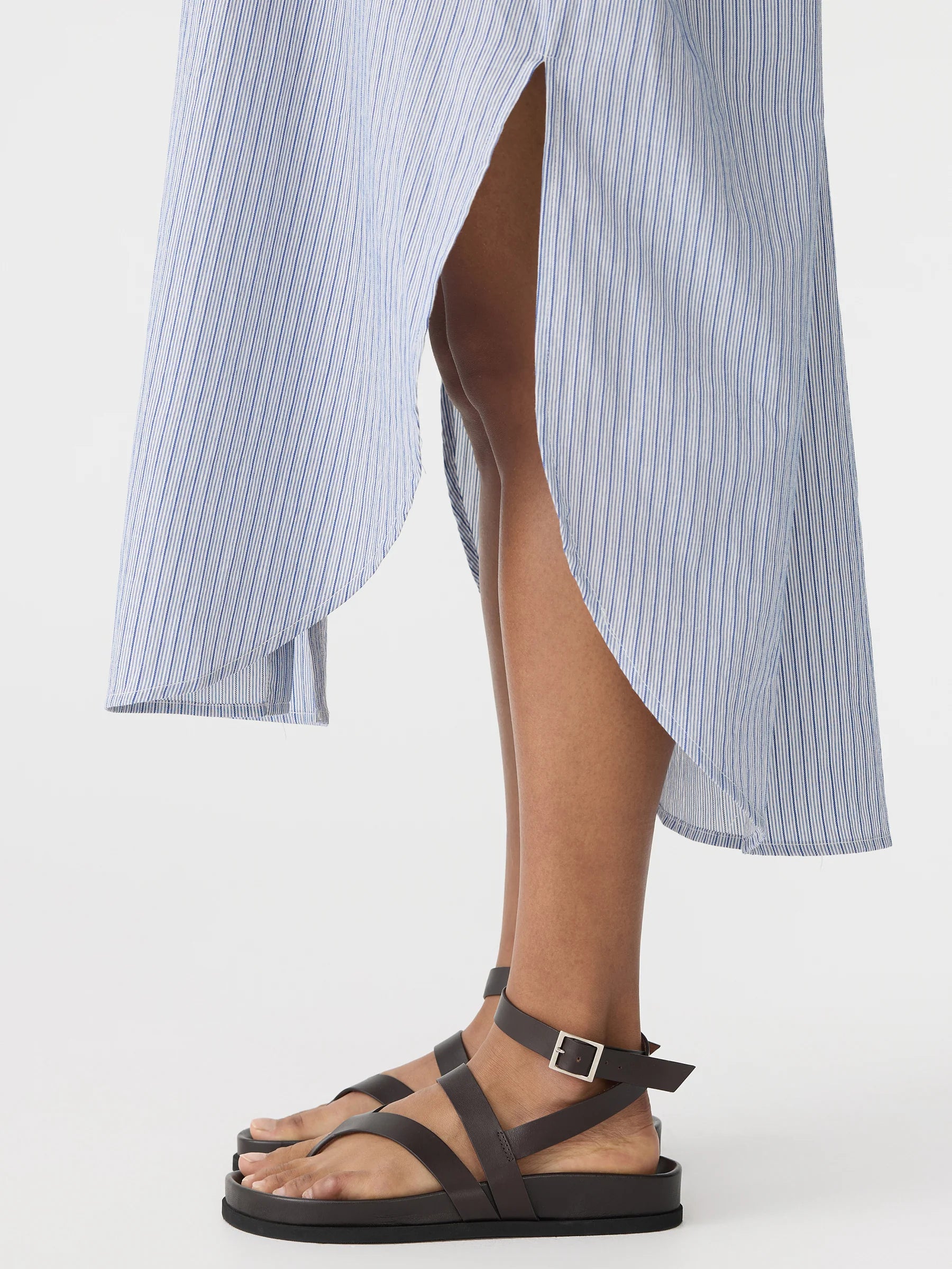 Bassike Dobby Stripe Shirt Dress in Blue Stripe