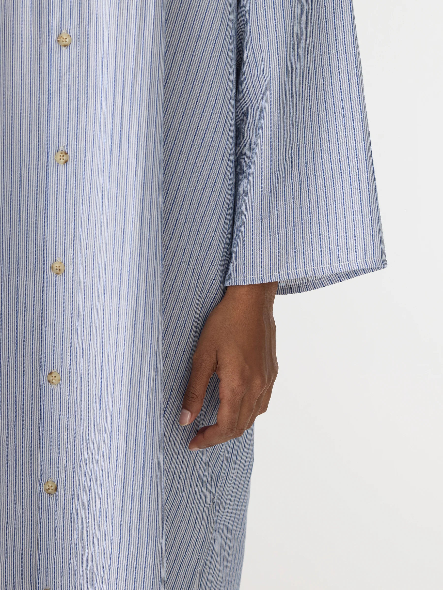 Bassike Dobby Stripe Shirt Dress in Blue Stripe