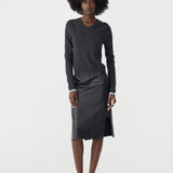Bassike Insert Leather Skirt in Black