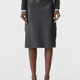 Bassike Insert Leather Skirt in Black