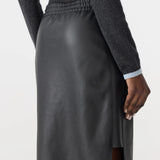 Bassike Insert Leather Skirt in Black