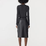 Bassike Insert Leather Skirt in Black