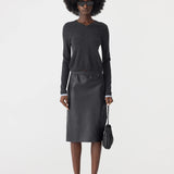 Bassike Insert Leather Skirt in Black