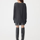 Bassike Low V Neck Slouch Knit in Charcoal