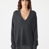 Bassike Low V Neck Slouch Knit in Charcoal