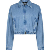 Bassike Organic Denim Cropped Jacket in Classic Blue Wash