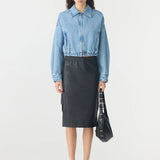 Bassike Organic Denim Cropped Jacket in Classic Blue Wash