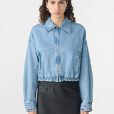 Bassike Organic Denim Cropped Jacket in Classic Blue Wash