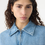 Bassike Organic Denim Cropped Jacket in Classic Blue Wash