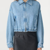 Bassike Organic Denim Cropped Jacket in Classic Blue Wash