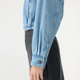 Bassike Organic Denim Cropped Jacket in Classic Blue Wash