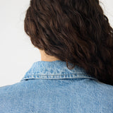 Bassike Organic Denim Cropped Jacket in Classic Blue Wash