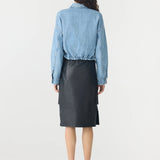 Bassike Organic Denim Cropped Jacket in Classic Blue Wash