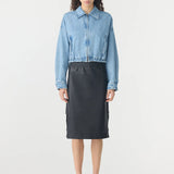 Bassike Organic Denim Cropped Jacket in Classic Blue Wash