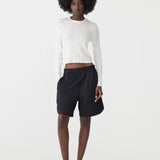 Bassike Pique Basketball Short in Black and Lemon Glaze