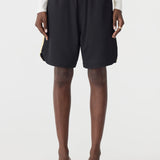 Bassike Pique Basketball Short in Black and Lemon Glaze