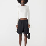 Bassike Pique Basketball Short in Black and Lemon Glaze