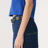 Bassike Raw Edge Baby T-Shirt in Cobalt