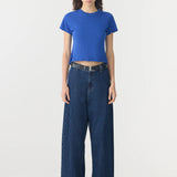 Bassike Raw Edge Baby T-Shirt in Cobalt