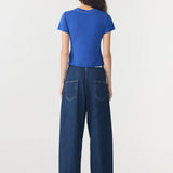 Bassike Raw Edge Baby T-Shirt in Cobalt