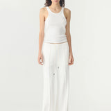 Bassike Refined Pinstitch Pant in White