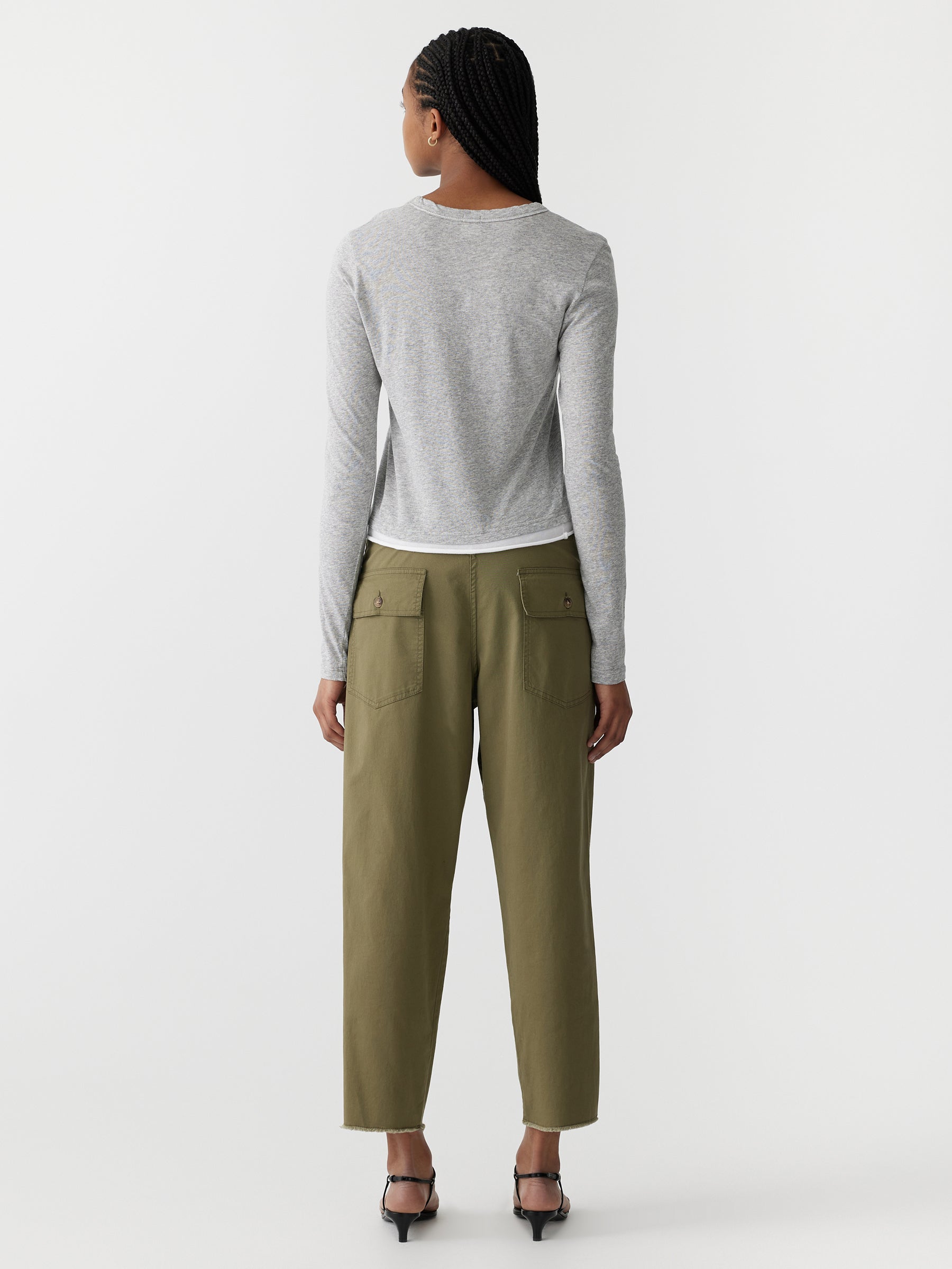 Bassike Stretch Cotton Relaxed Pant in Military