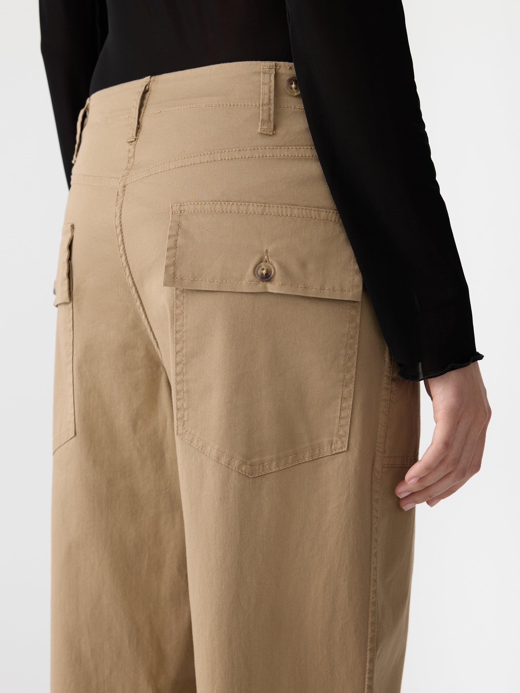 Bassike Stretch Cotton Relaxed Pant in Tan