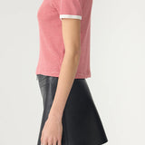 Bassike Stripe Rib Baby Short Sleeve T-Shirt in Red and White