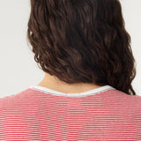 Bassike Stripe Rib Baby Short Sleeve T-Shirt in Red and White
