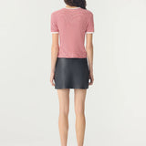 Bassike Stripe Rib Baby Short Sleeve T-Shirt in Red and White