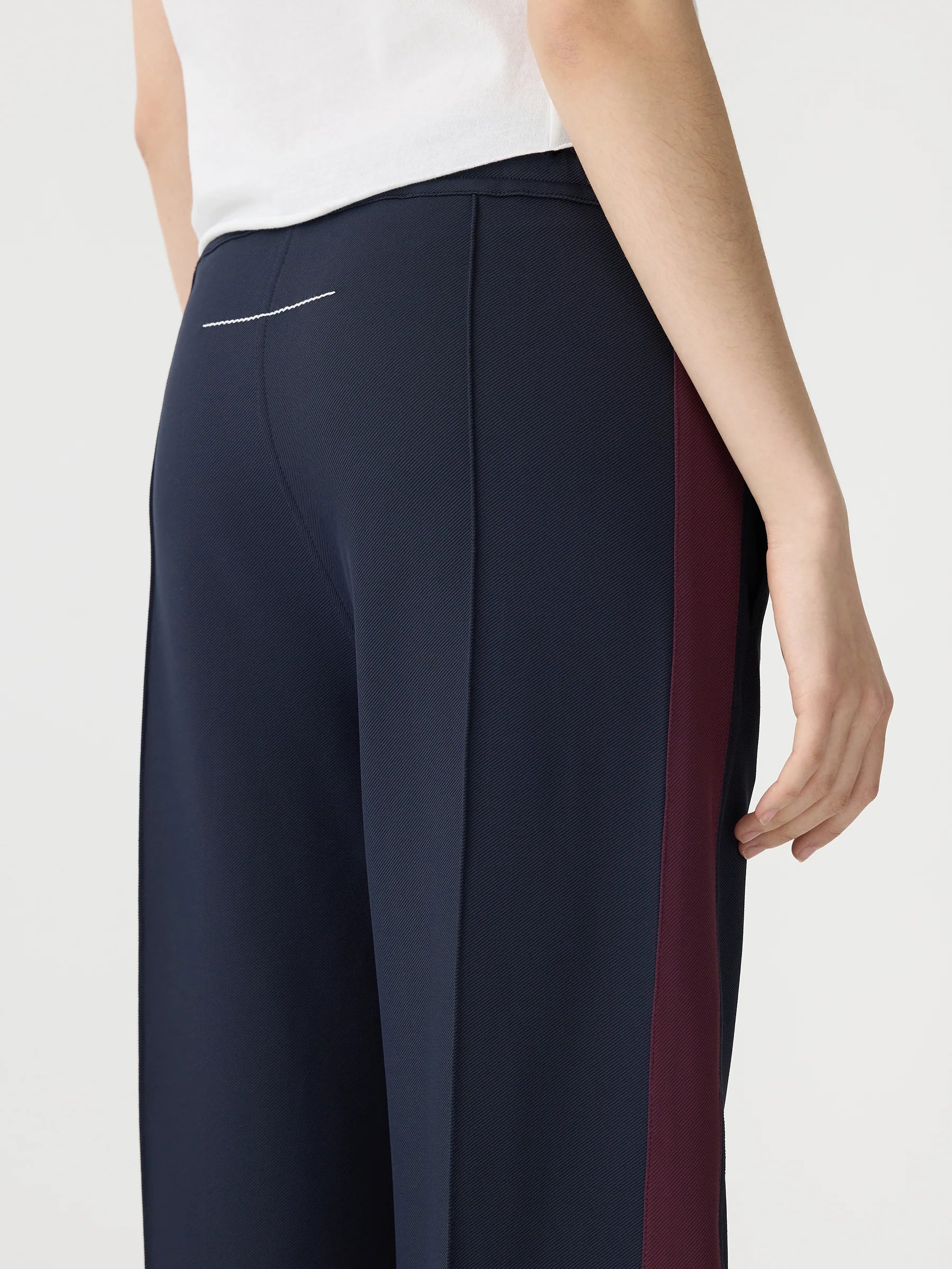 Bassike Twill Stripe Detail Pant in Ink and Burgundy