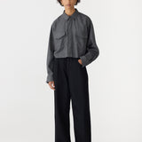 Bassike Wool Pocket Detail Shirt in Charcoal