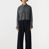 Bassike Wool Pocket Detail Shirt in Charcoal