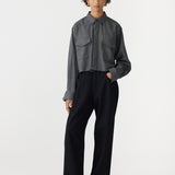 Bassike Wool Pocket Detail Shirt in Charcoal