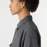 Bassike Wool Pocket Detail Shirt in Charcoal