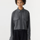 Bassike Wool Pocket Detail Shirt in Charcoal