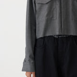 Bassike Wool Pocket Detail Shirt in Charcoal