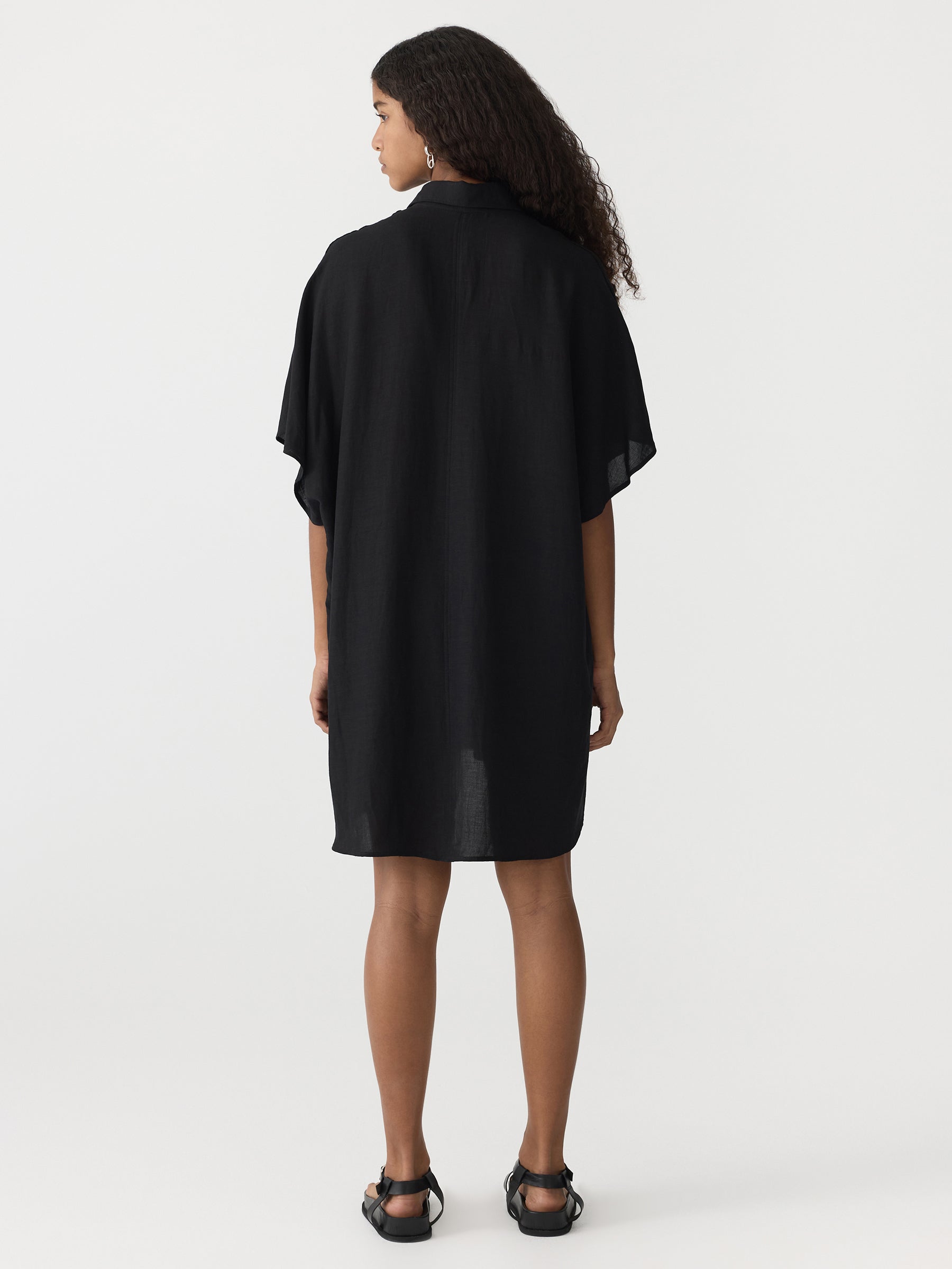 Bassike Boxy Placket Dress in Black