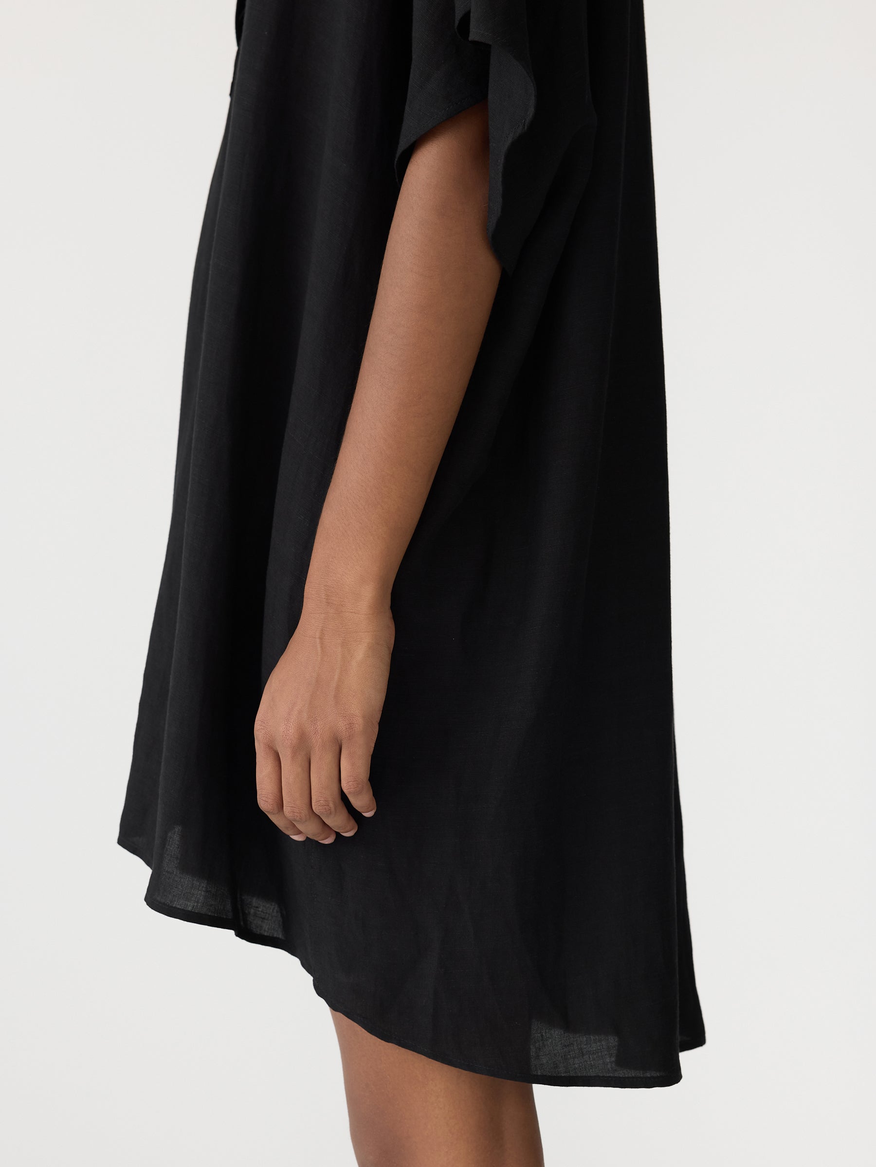 Bassike Boxy Placket Dress in Black