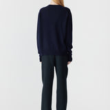 Bassike Low V Neck Slouch Knit In Ink