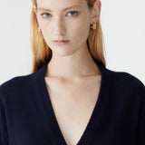 Bassike Low V Neck Slouch Knit In Ink