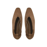 A Emery Brie Flat in Cognac Suede